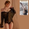 Sexy Dessous sexy Chiffon transparente Robe reine Begierde freies weißes Hemd Sekretärinnenuniform Bett-Tease Damenpyjama