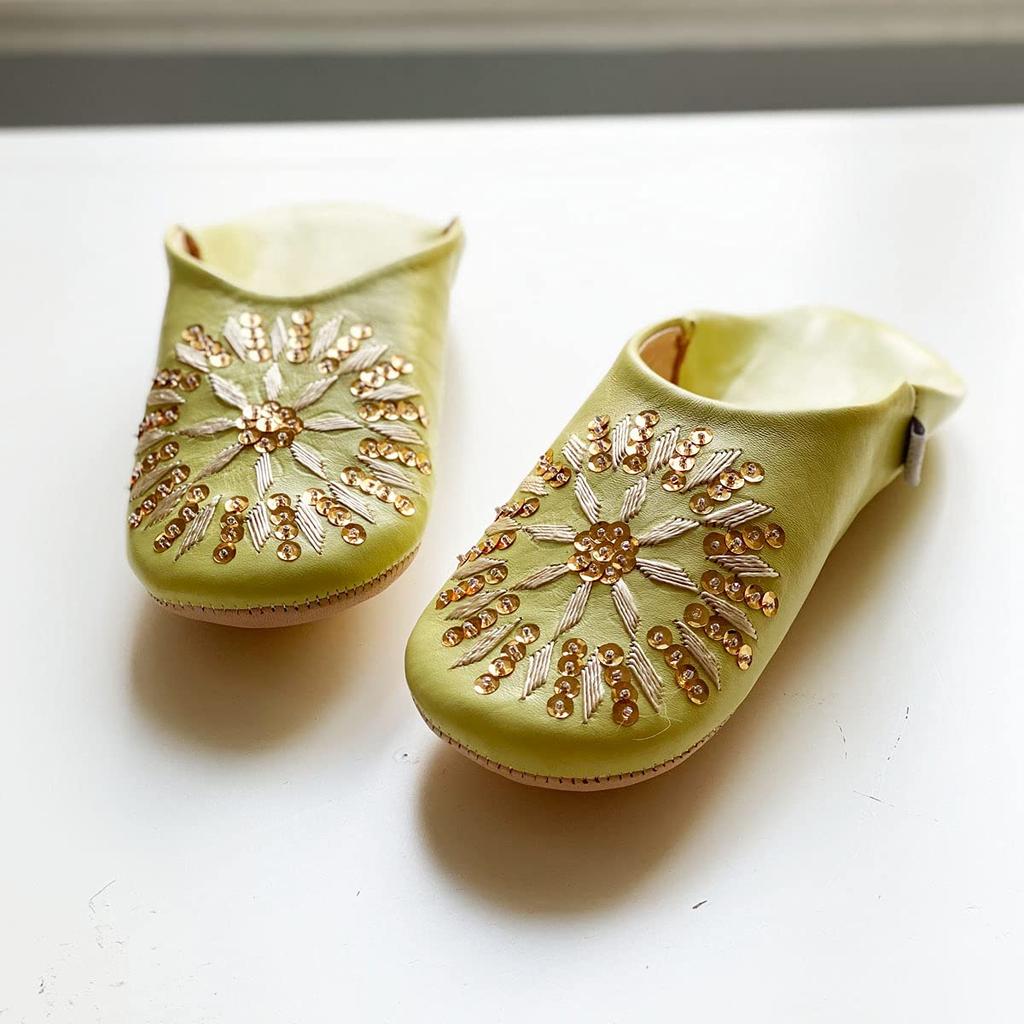 Sequined Babouche Bag Lemongrass L [dear Morocco] // // (24.5 cm)