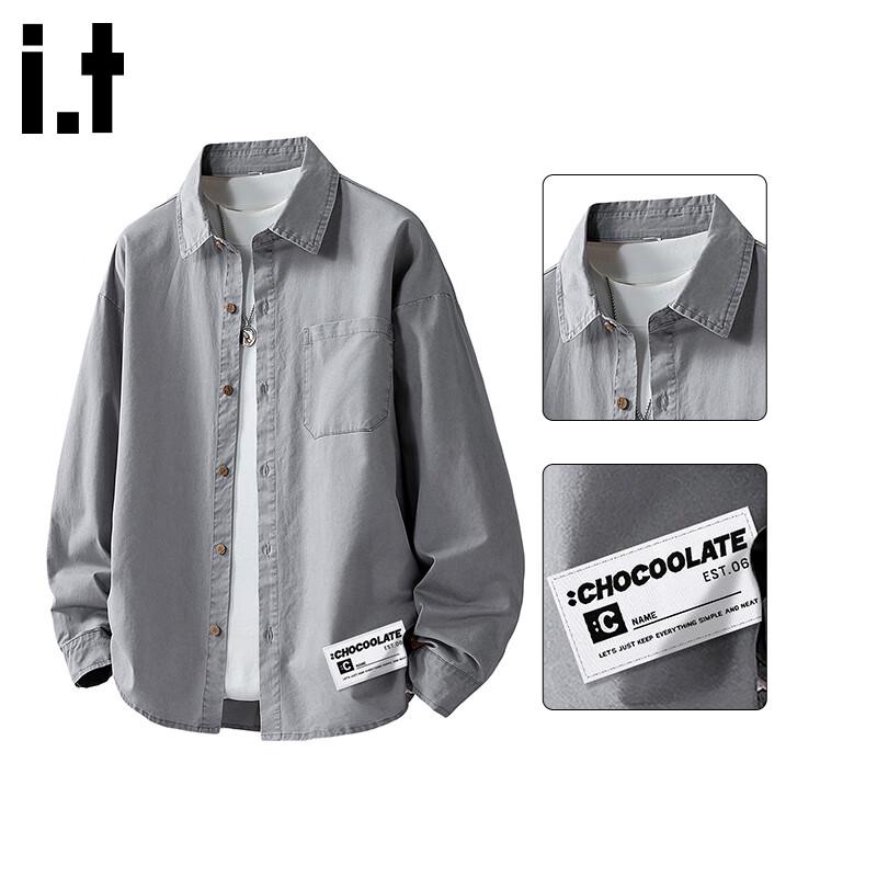 :CHOCOOLATEit Men's Loose Fit Cotton Long-Sleeve Shirt