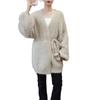 Autumn and Winter Lace-up Loose Knitted Cardigan Medium and Long Temperament Advanced Sense Gentle Wind Sweater Jacket Women