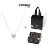 Pink Cat's Eye Butterfly Pendant Necklace - Light Luxury Clavicle Chain for Women