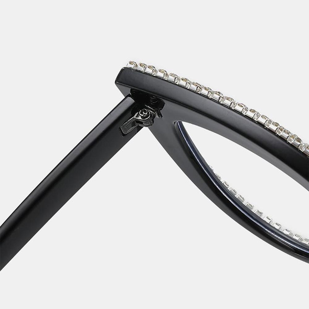 Katzenaugen-Lesebrille mit Diamanten für Damen, modisch, großes Gestell, Blaulichtfilter, Lesebrille, Korrektionsbrille, Myopie-Brille