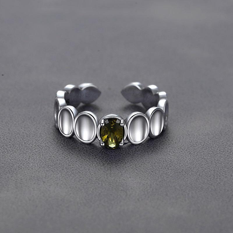 

Кольцо из тайского серебра S925 с круглыми бусинами, инкрустированными цирконами, винтажное женское, средней моды, в стиле «крутой панк», нетрадиционный стиль opening adjustable