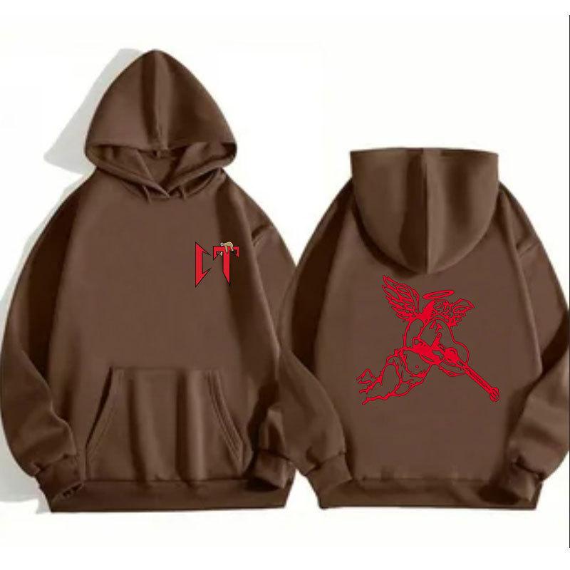 Ribbed bottom pendulum fashion printed sweatshirt loose hoodie autumn and winter men's and women's casual sports sweater top jacket