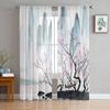 Landscape Ink Painting Chinese Style Sheer Tulle Window Curtains For Living Room Bedroom Kitchen Veiling Curtain Home Decoration
