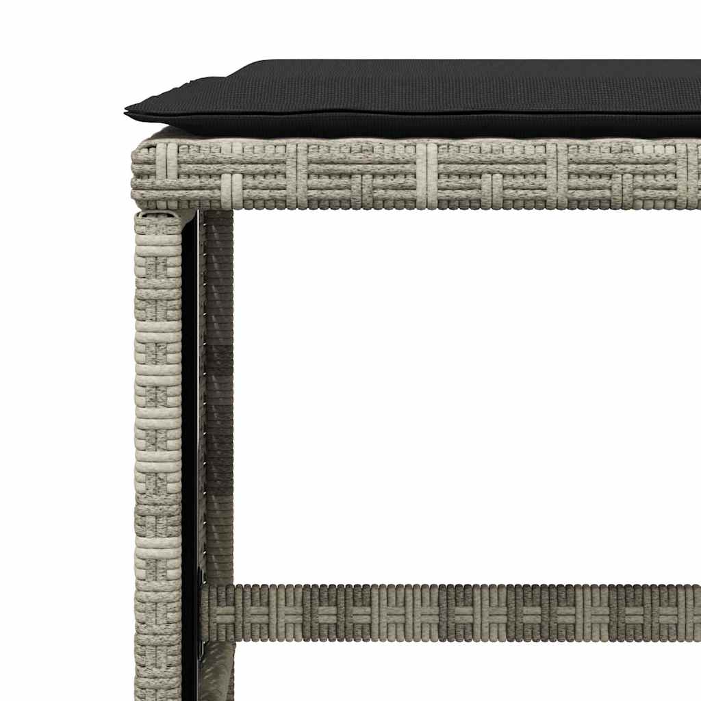 5 Piece Garden Dining Set with Cushions Light Grey Poly Rattan