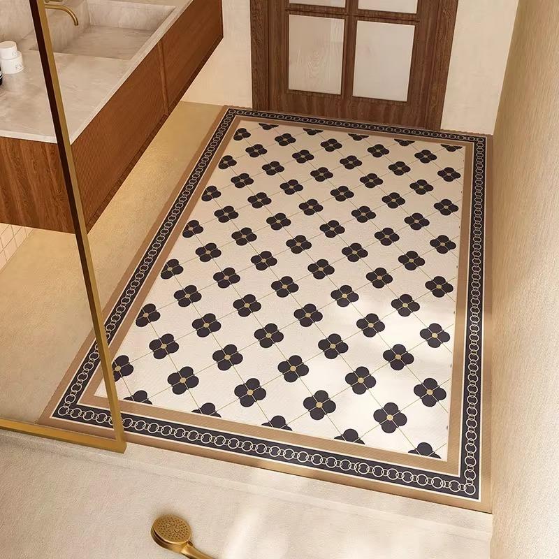 Bathroom Floor Mat Absorbent Quick-drying Carpet American Retro Style Diatom Mud Non-slip Foot Mats Large Size Toilet Door Rug