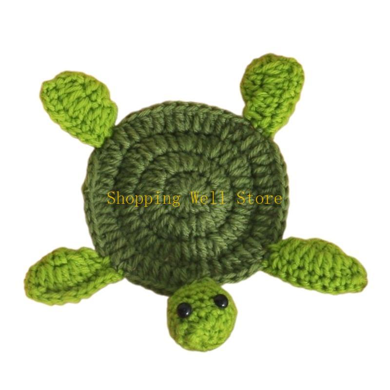 KX4B Handmade Crochet Animal Drink Heat Insulation Cup Mat Cotton Material for Hot Drinks