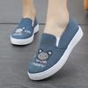 sapatos femininas women cute round toe black canvas anti skid spring slip on loafers student school blue shoes  ab121