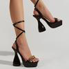 Metall Dekoration Schnalle Frauen Schuhe Neue Blockabsatz Sandalen Sommer Plattform High Heels Nachtclub