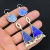 925 Sterling Silver Lapis Lazuli Gemstone Daughter New Dangling Hook Earrings