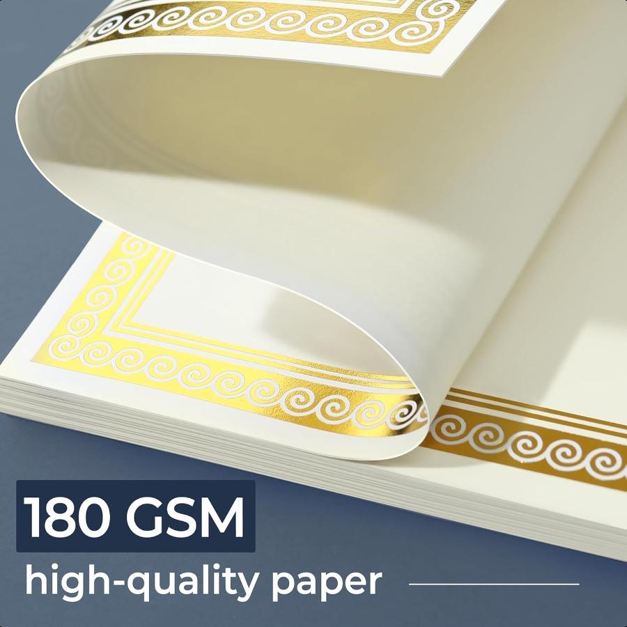 50 Sheets Certificate Papers Blank Gold Foil Border 8.5x11 for Diploma Certificates Participation Awards Document Cardstock Pap