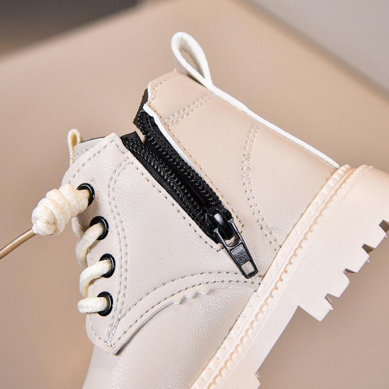 Autumn Children Boots Pu Leather Boys Shoes Rubber Sole Ankle Boots For Girls Zip Side Toddler Baby Shoes