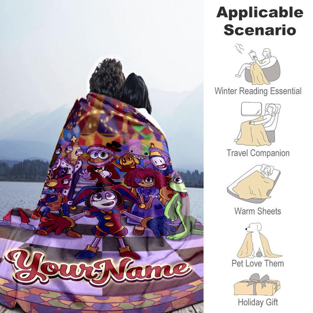 Digital Circus Customize Your Name Blanket Multi-purpose Personalized Blanket Durable Comfort Perfect for Sofa Livingroom Chair Office Chair