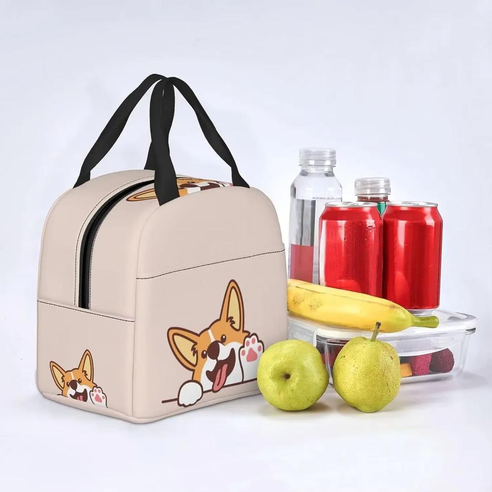 Niedlicher Welsh Corgi Hund winkende Pfote Isolierte Lunchbox Wiederverwendbare Bento Tasche Mahlzeit Tragbarer Behälter Tragetasche für Schule Arbeit Picknick