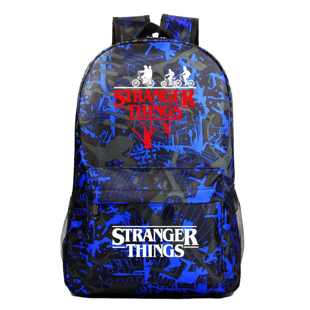 A102 Stranger Things Oxford-Stoffrucksack in Bonbonfarben, wasserdicht und strapazierfähig, ideal für Teenager und Reisende, mit Charaktermotiven)