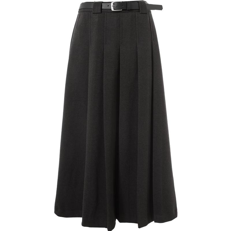 Betu Women's Winter A-Line Pleated Skirt with Belt