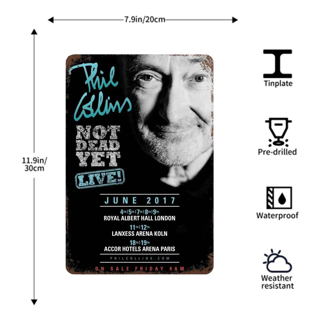 Phil Collins Drummer Metal Decor Poster Vintage Tin Sign Metal Sign Decorative Plaque for Pub Bar Man Cave Club Wall Decoration