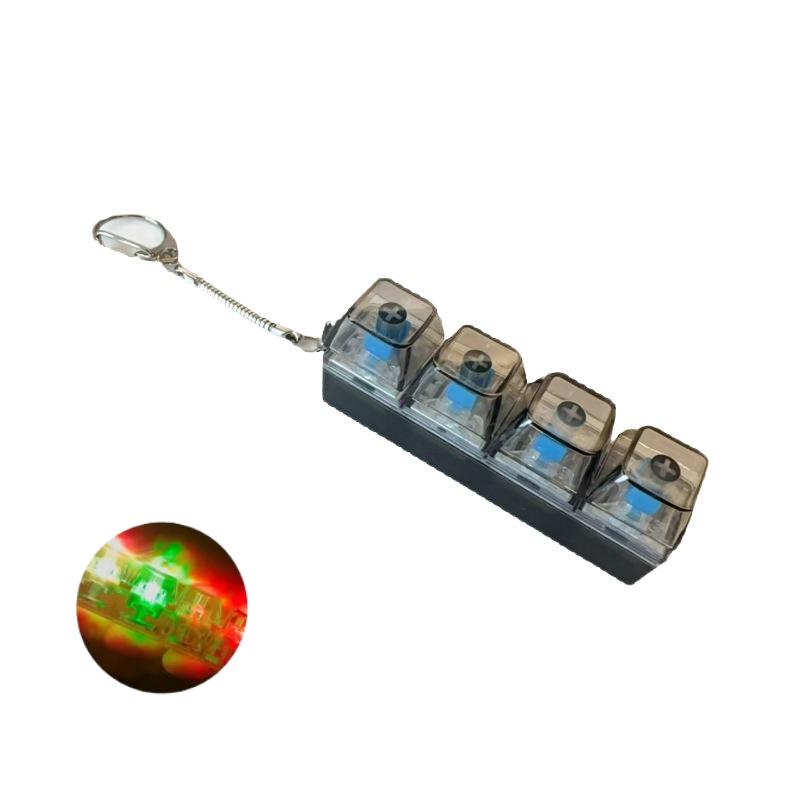 LED Fidget Tastenkappe Spielzeug - Kristall Clicker Sensorisches Spielzeug zur Stressbewältigung Tastatur Schlüsselanhänger Fidget Gadget für Erwachsene Kinder