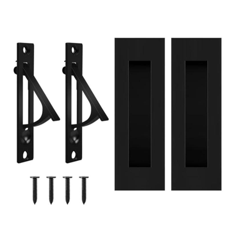 

Pocket Door Handles Set Corrosion Resistant Strong Mechanism Smooth Door Operation Quick Fixing for Interior Doors 1 чорний