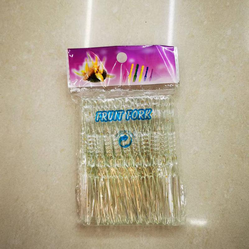 

50Pcs/Bag Disposable Crystal Bamboo Fruit Fork KTV Bar Plastic Cake Fork Party Birthday Dinner Fruit Table Dessert Decoration 1 bag прозрачный