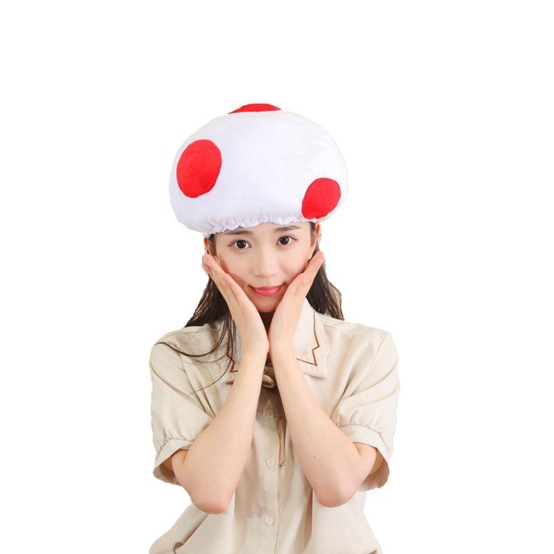 Halloween red and white mushroom headgear hat, photo props, cartoon headgear, photo props, performance props