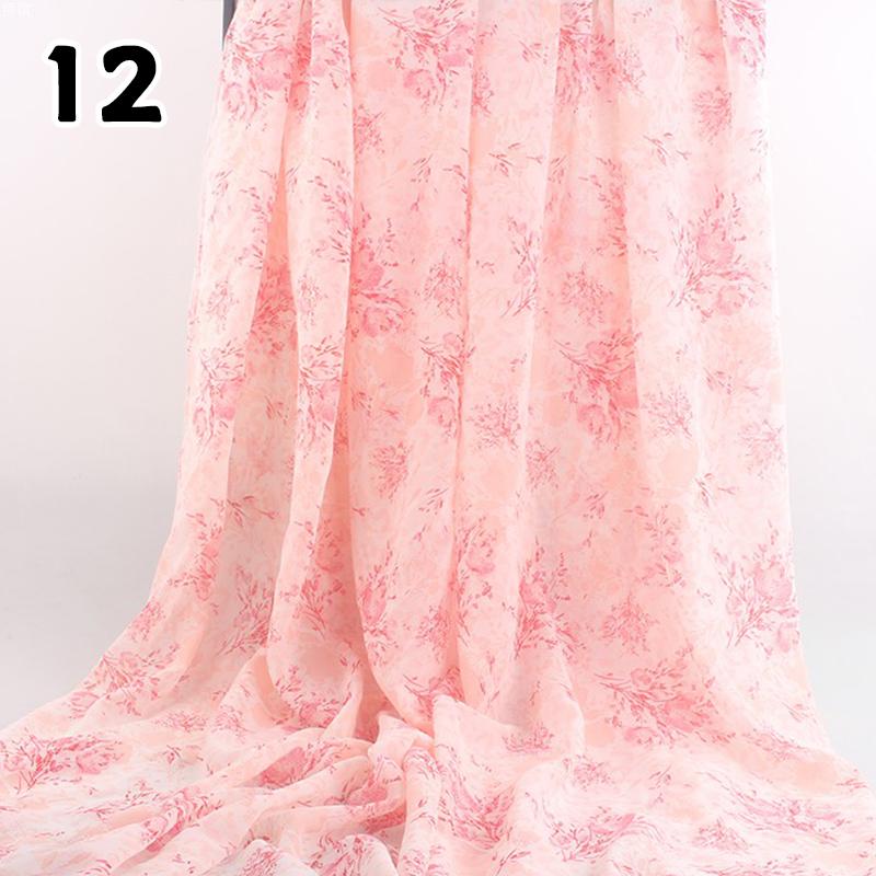 1M 75D Retro Flower Chiffon Fabric Breathable Thin And Light Draped Fairy Designer Fabric For Diy Sewing Summer Dress Shirts