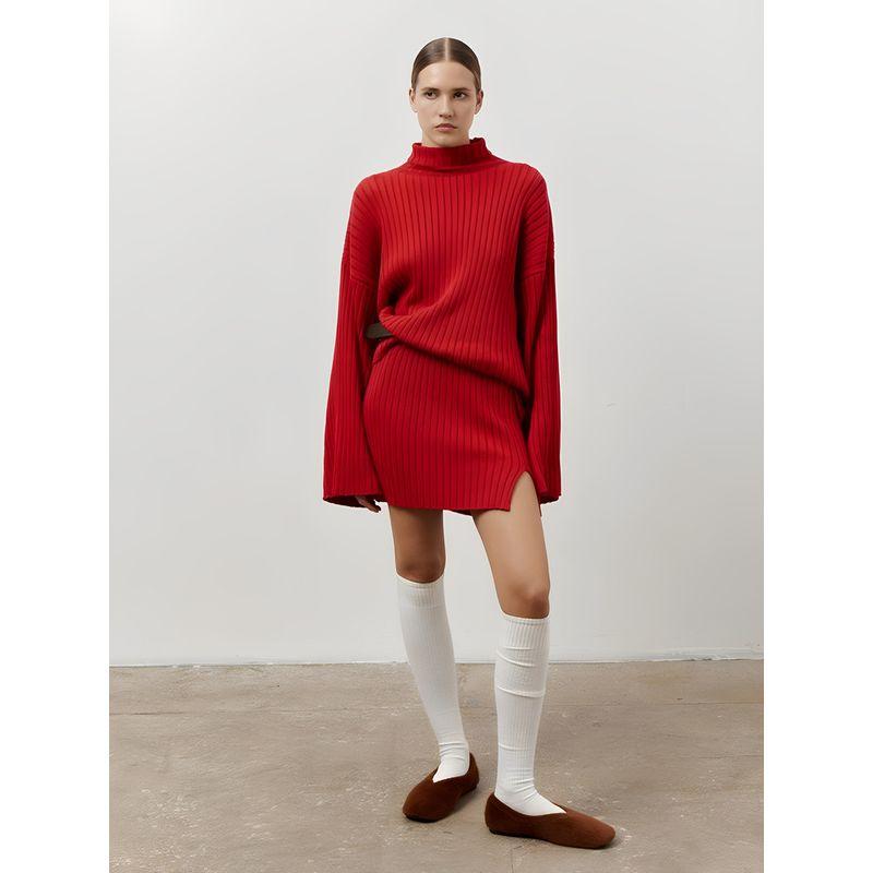 Romantic Love Charming French Atmosphere Gentle Elegant Lazy Sweater + Split Skirt Two-piece Set