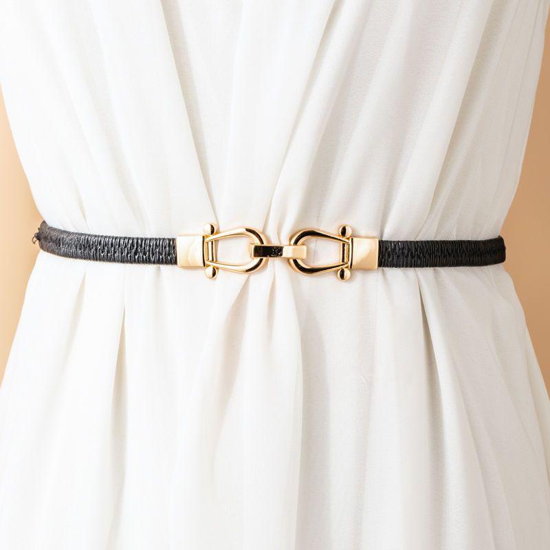 

Womens Slim Timeless Waist Belt In Black Khaki Beige And Camel For Simple Looks Dress чорний