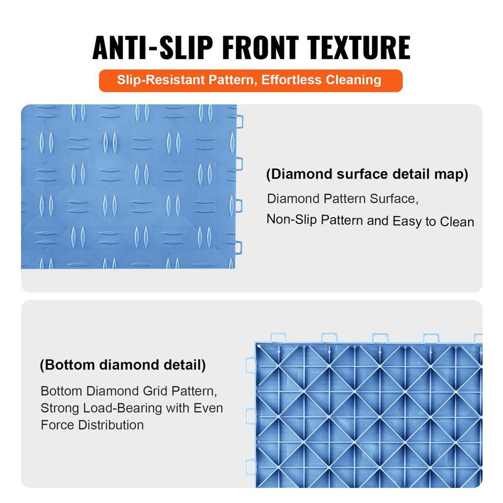 Garage Tiles Interlocking, 12 x 12 x 0.53 inch 25 Pack Garage Floor Covering Tiles, Non-Slip Double-Sided Texture Garage Flooring Tiles, for Garages,