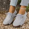 Women's Wide Width Platform Lace-Up Flats - Chunky Sole Casual Shoes for Spring & Fall, Comfortable Everyday Shoes