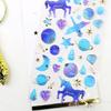 6Sheets Gold Foil Embossed Sticker Clear Cartoon PVC Resin Decorative Sticker for Journal Notebook Scrapbooking Supplies