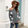 Women's Long Sleeve Jacquard Knit Sweater - Autumn 2024 European & American Style Pullover Top