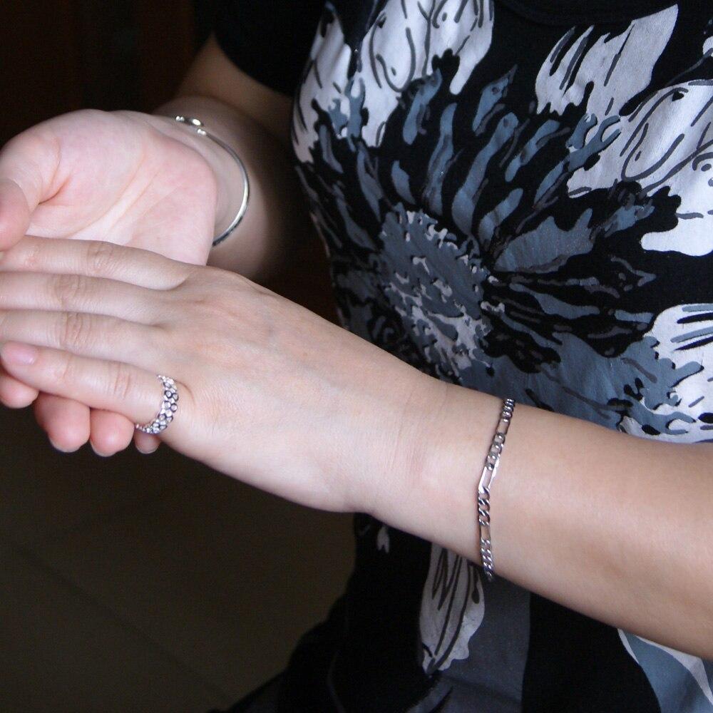 Classic Solid 925 Sterling Silver 4MM Figaro Chain Bracelet Suitable for Bracelet 20CM Length Fine Jewelry Gift