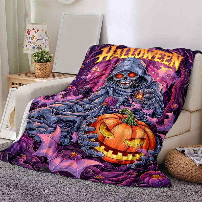 1pc Halloween Theme Cartoon Blanket  Soft Throw for Home Decor, Gift Idea, Living Room, Travel, Camping, Car Blankets