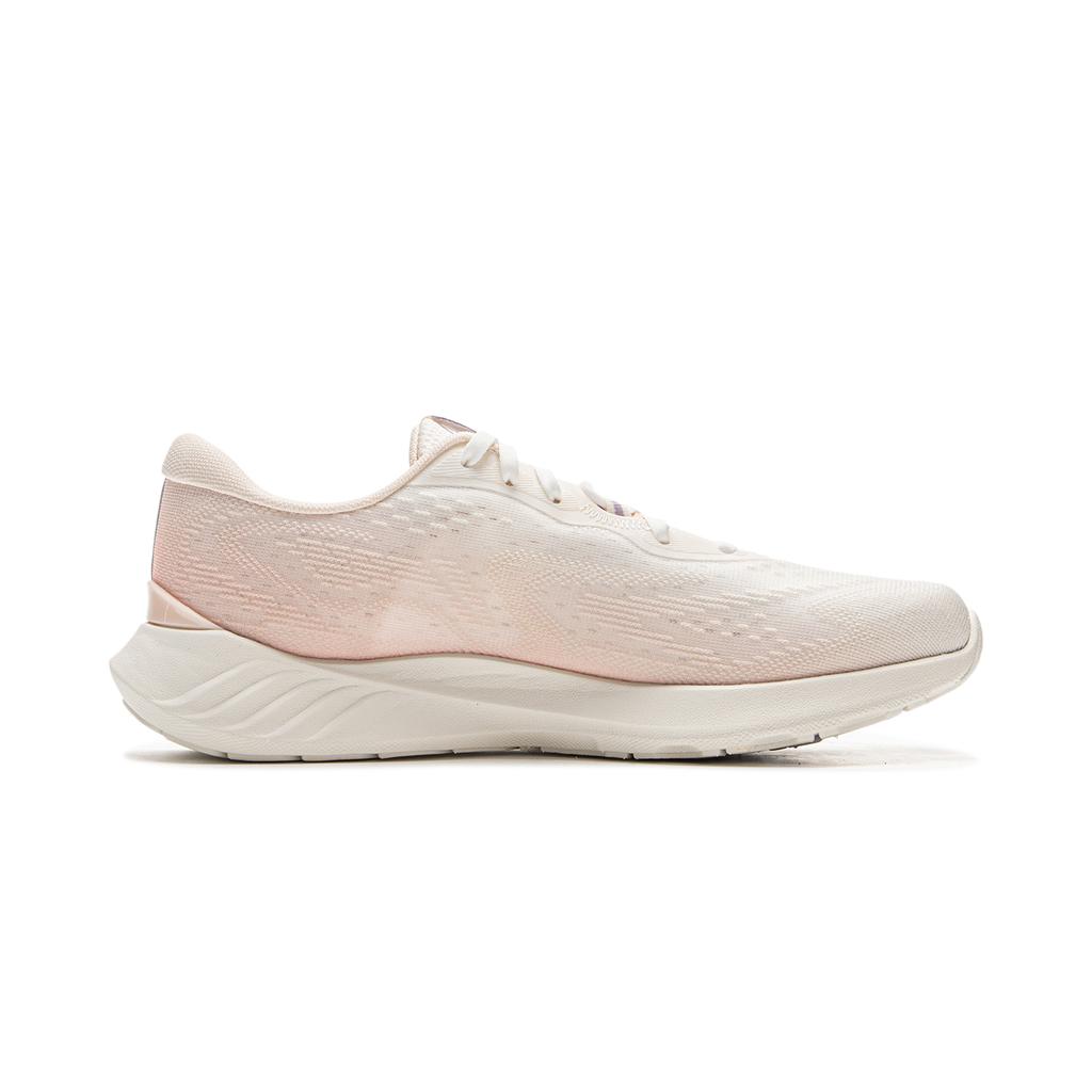 New LiNing Qingyi Cushioning, Slip Resistant, Lightweight Low Top Sprint Running Shoes Women's Mist White/Light Bud Orange ARSV030-1