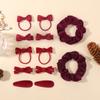 Vibrant Red Festive Hair Set Velvet Texture Bows Ribbed Ribbon Ties For Lunar New Year Christmas Celebration Hair Decor