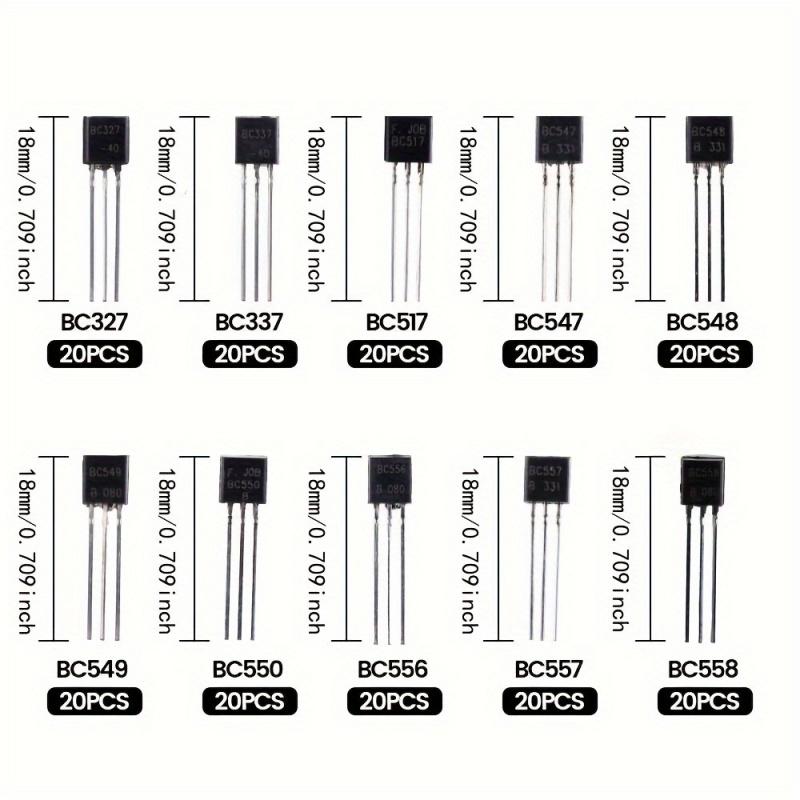200Pcs To-92 Transistor Kit 10 Types Npn Pnp Bipolar Transistor Assortment For Diy Circuit Project Electronic Experiment Repair