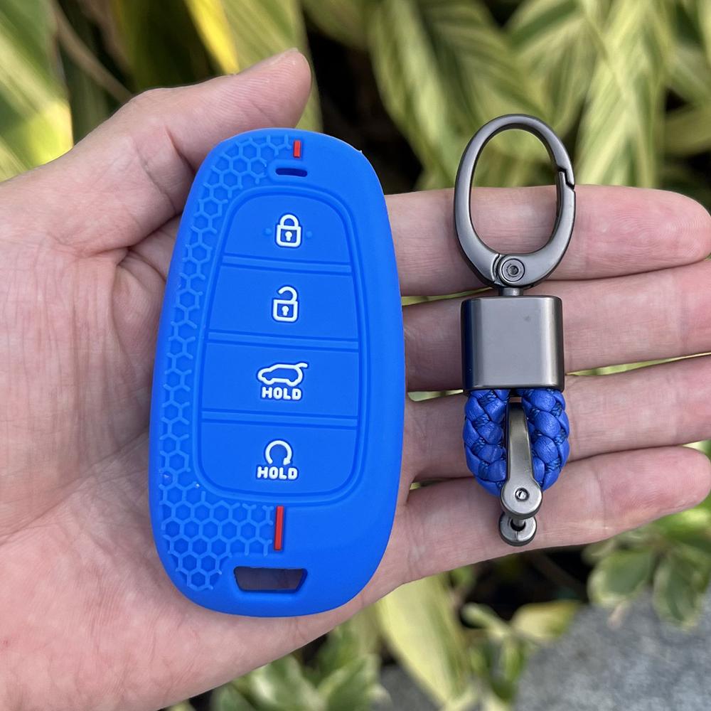 Silicone Car Remote Case Fob Holder Protector for Hyundai Nexo Sonata 4 Buttons Smart Key Cover Shell Bag Keychain Accessories