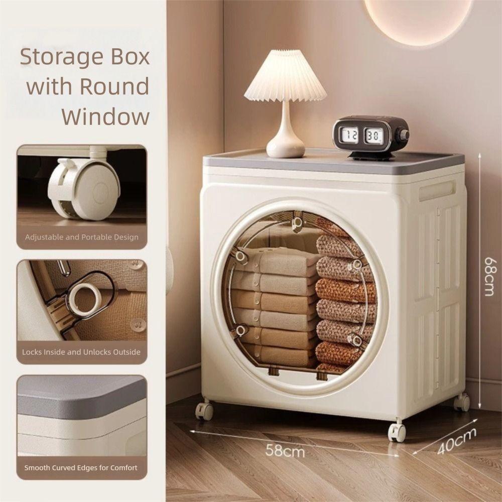 With Pulleys Foldable Storage Box Dustproof Toys Storage Basket Durable Storage Cabinet