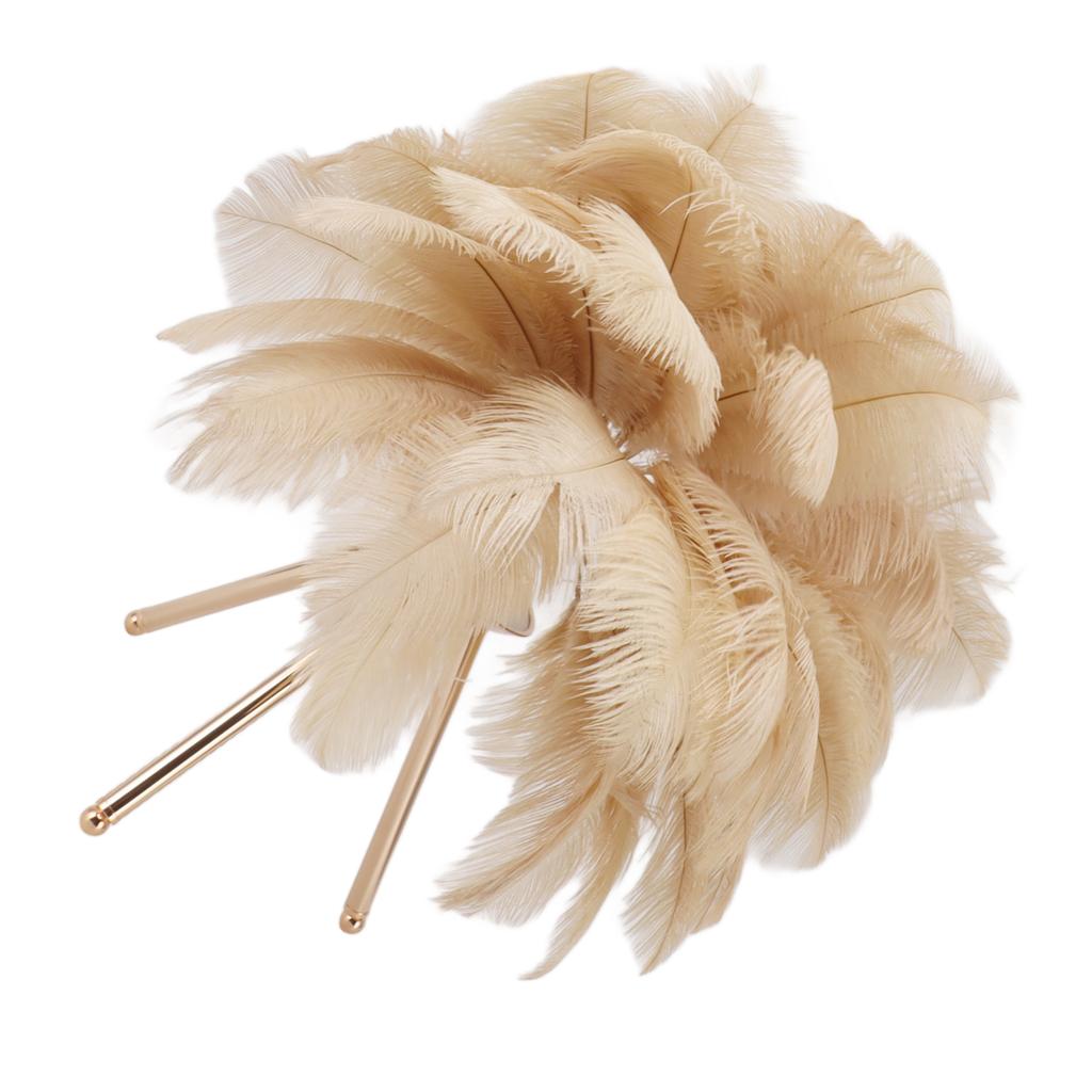 Feather Table Lamp USB Rechargeable Ostrich Feather Desk Light with Gold Tripod for Bedroom 40Pcs
