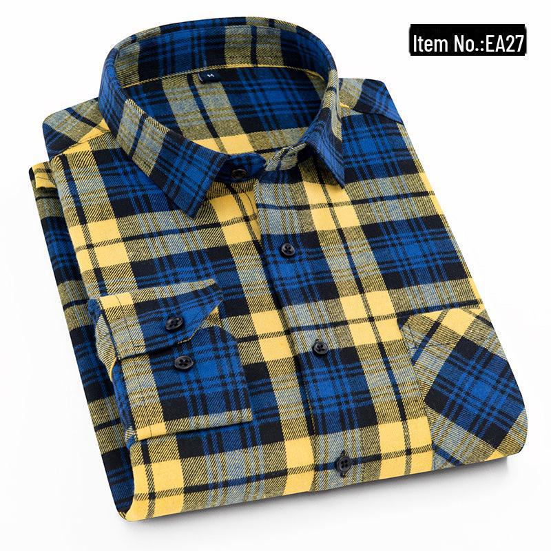 Men's Vintage Plaid Lapel Shirt Jacket - Long-Sleeve Casual Wear for Spring and Autumn