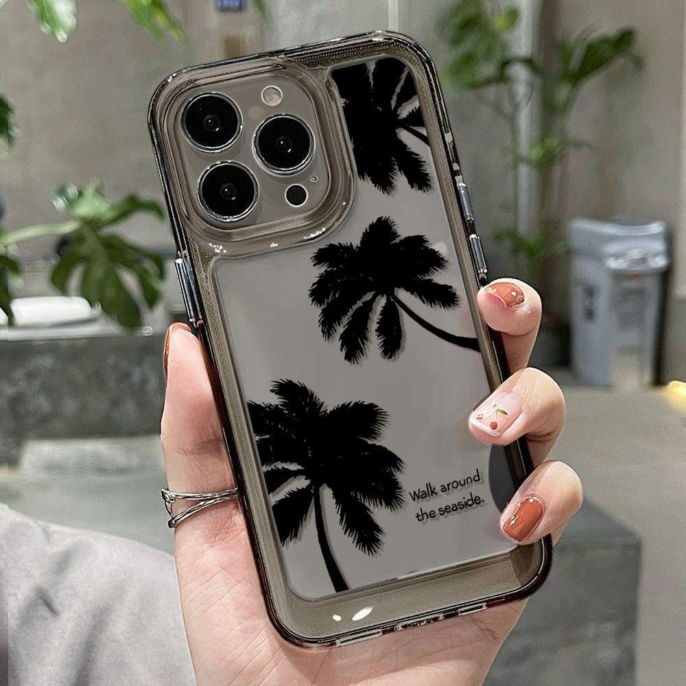 Ins Wind Coconut Tree Is Suitable for iPhone17promax Mobile Phone Case 16pro Apple 13 All-inclusive Niche 14 Simple 15