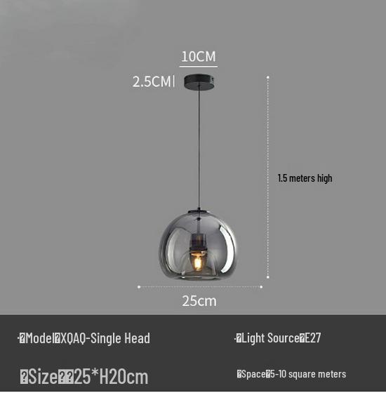 Nordic Modern Minimalist Bedside Pendant Light – Creative Single-Head Designer Glass for Bedroom/Dining Room.