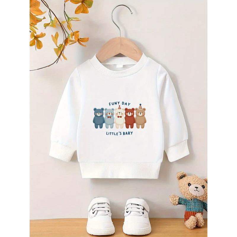 European Size Cool Cartoon Print Pattern, 0-3 Year Old Baby Unisex Skin Friendly Soft Spring and Autumn Baby Thin Versatile Round Neck Hoodie