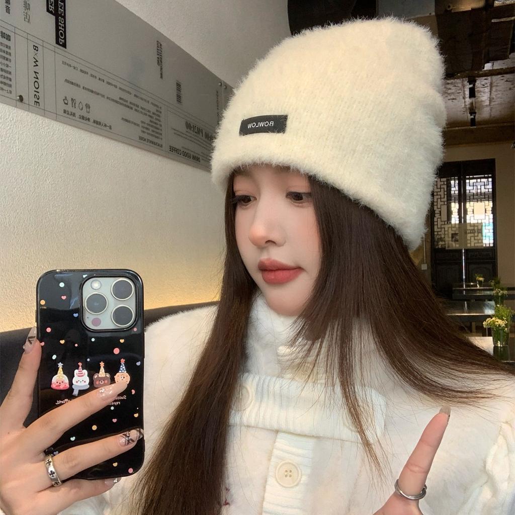 Korean Plush Knitted Woolen Hat for Women New Autumn and Winter Warm and Face Friendly Small and Large Head Circumference Cold Proof Baotou Hat