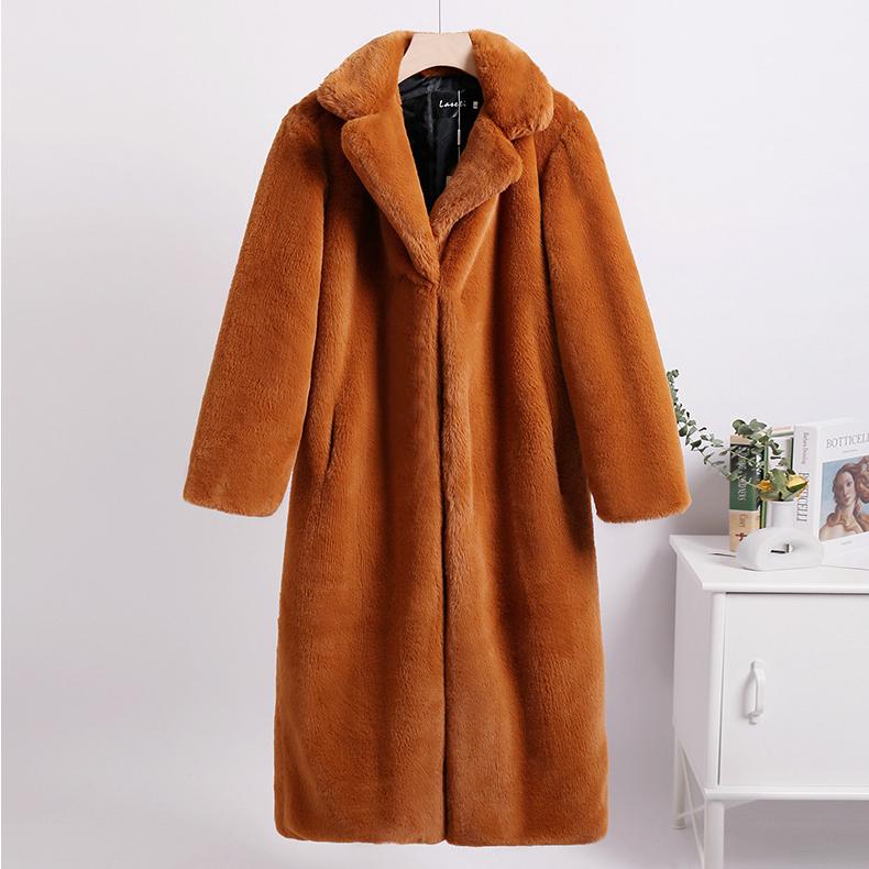 Solid Plush Winter Coats Women Long Lapel Faux Fur Jacket Fluffy Luxury Artificial Fur Jacket Teddy Female Fake Natural Fur Coat Women