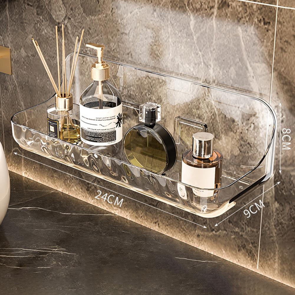 Suction Cup Shelf, Waterproof Acrylic Bathroom Storage Rack, Removable Wall Mounted Cosmetic Storage Rack Basket for Bathroom