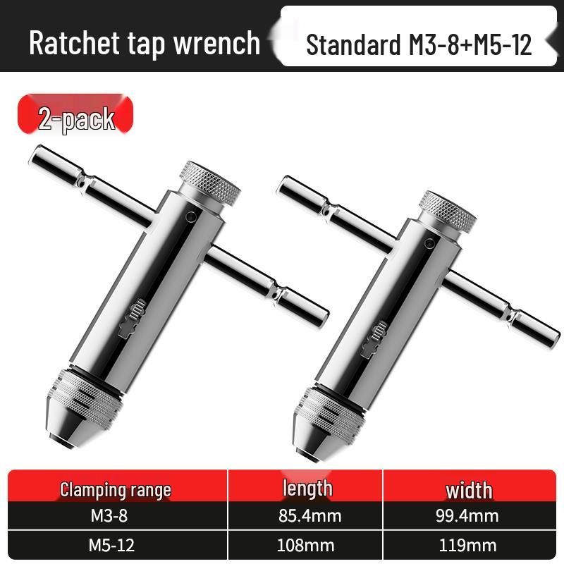 Manual Ratchet Hand Tap Wrench Set for Threading and Reaming