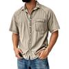 Men’s Summer Short Sleeve Button Front Casual Shirt with Chest Pocket Relaxed Fit Lightweight Open Cardigan Top